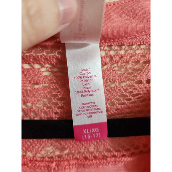 No Boundaries Womens XL Pink Quarter Button Henley Long Roll Tab Sleeve Blouse - Picture 6 of 6